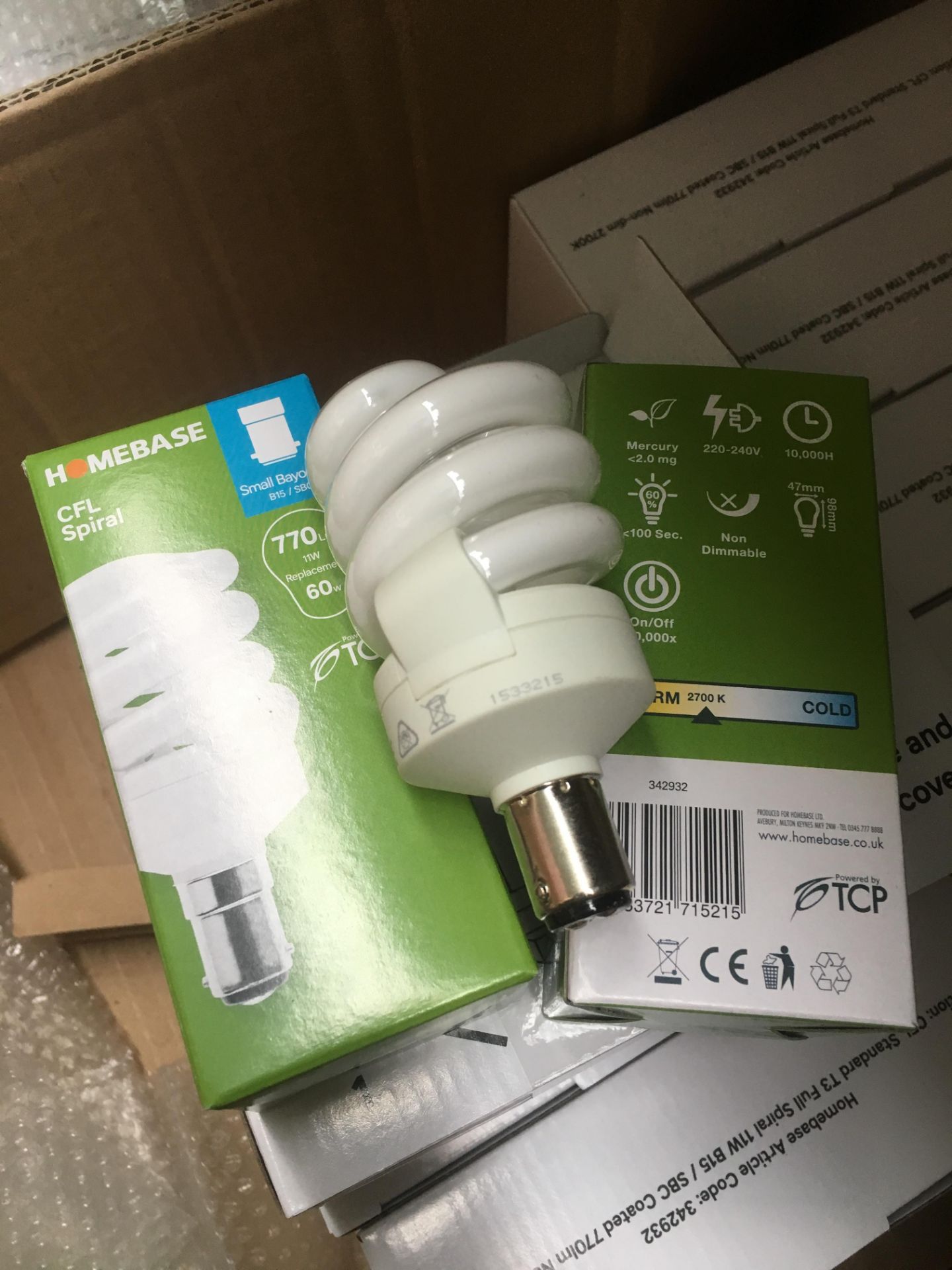 50 X 11W SBC CFL SPIRAL EQV TO 60W WARM WHITE