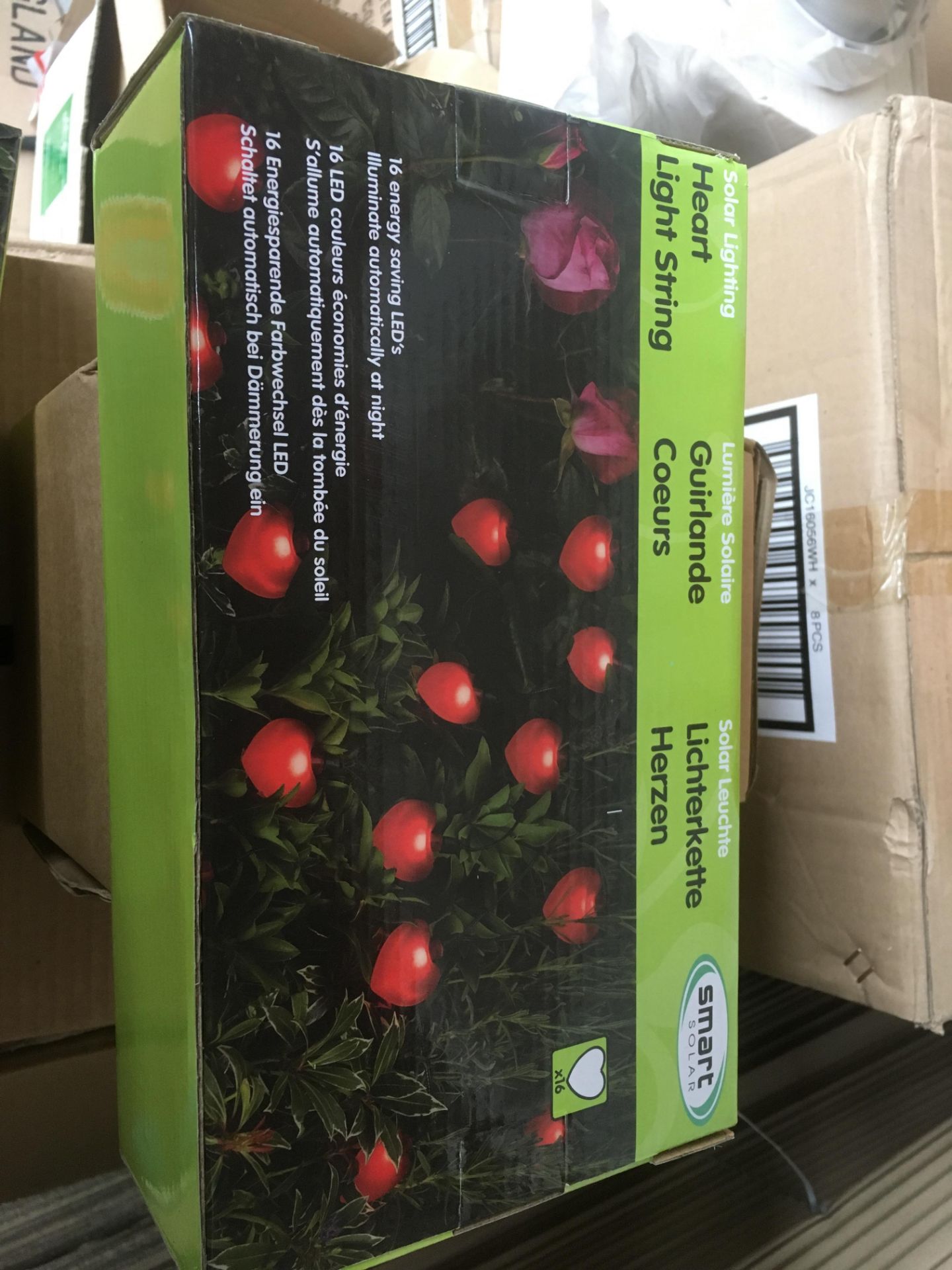 12 X OUTDOOR GARDEN SOLAR RED HEART STRING LIGHTS - 5.5 METRES (18 FOOT) NO VAT ON LOTS