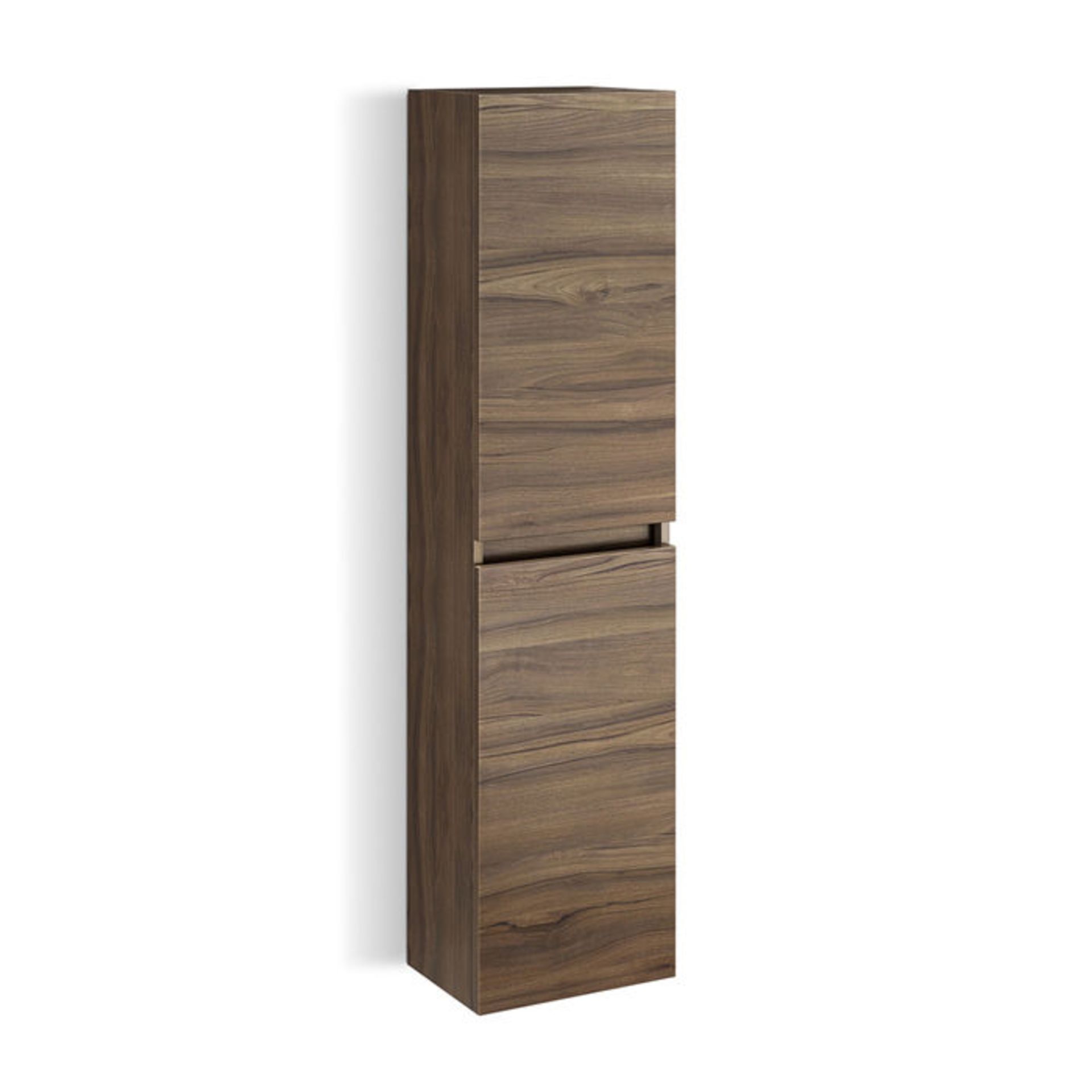 (YC24) Walnut Effect Wall Hung Tall Storage Cabinet. Great practical storage solution with - Image 2 of 3