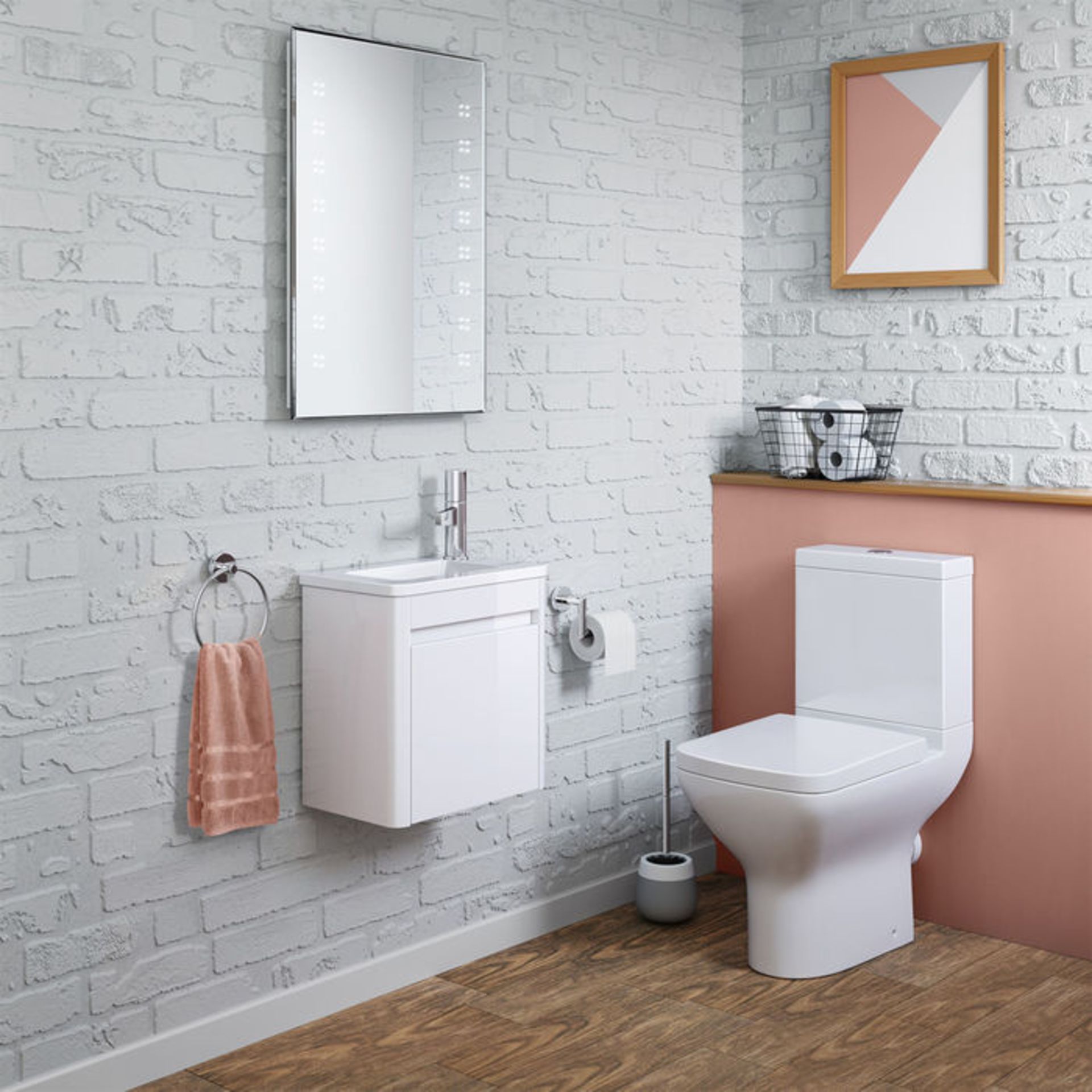 (OS43) 400mm Denver White Right Hand Cloakroom Vanity Unit - Wall Hung. RRP £399.99. Comes - Image 3 of 4