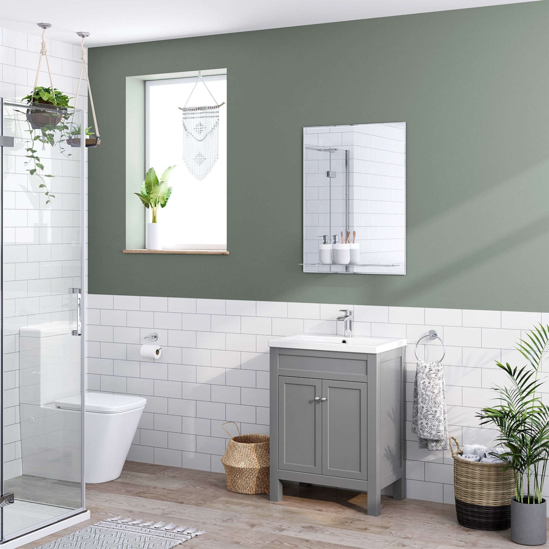 (OS4) 600mm Melbourne Earl Grey Double Door Vanity Unit - Floor Standing. RRP £499.99. Comes - Image 5 of 5