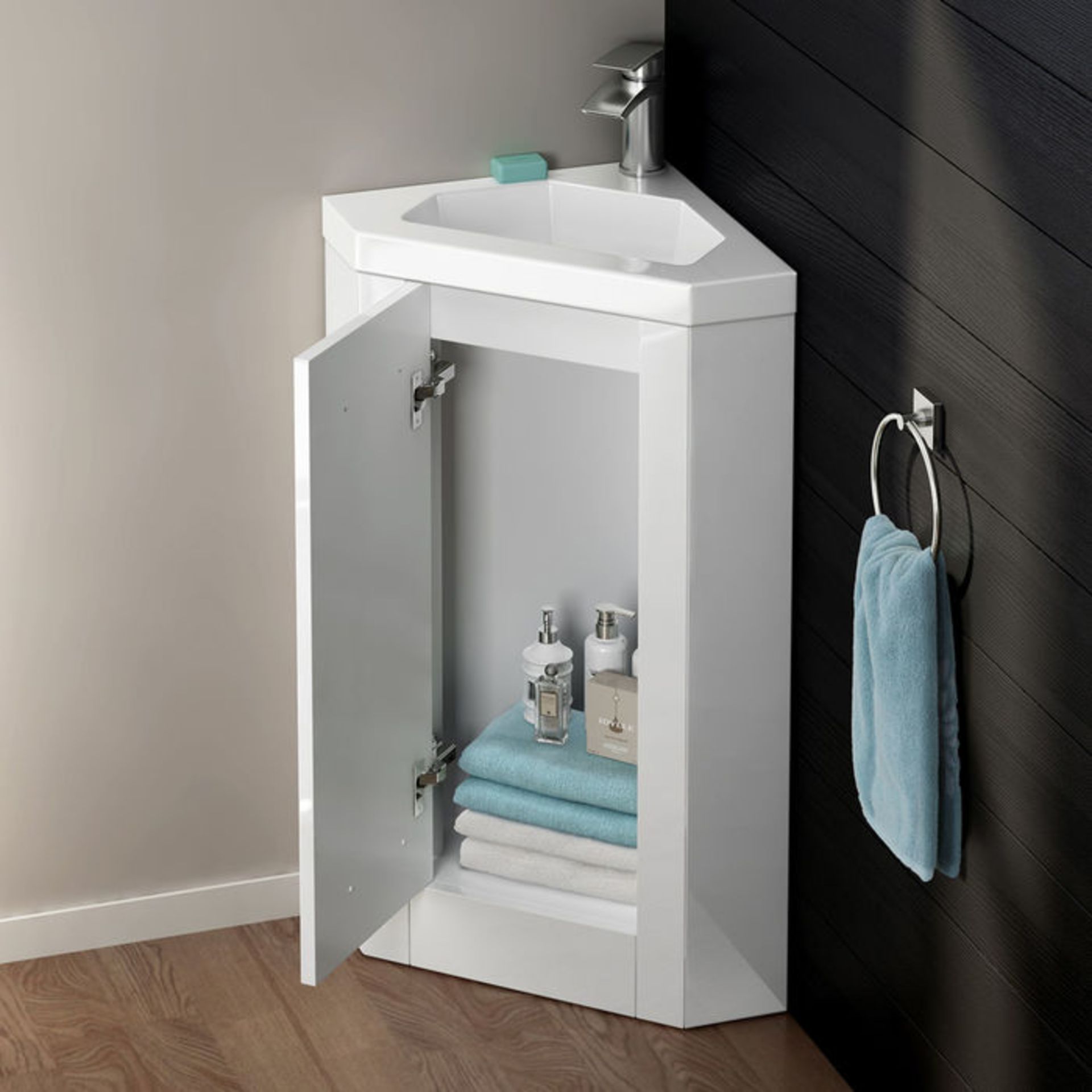 (OS12) 800x560mm Avon Corner Unit. COMES COMPLETE WITH BASIN. Convenient, space saving corner - Image 4 of 5