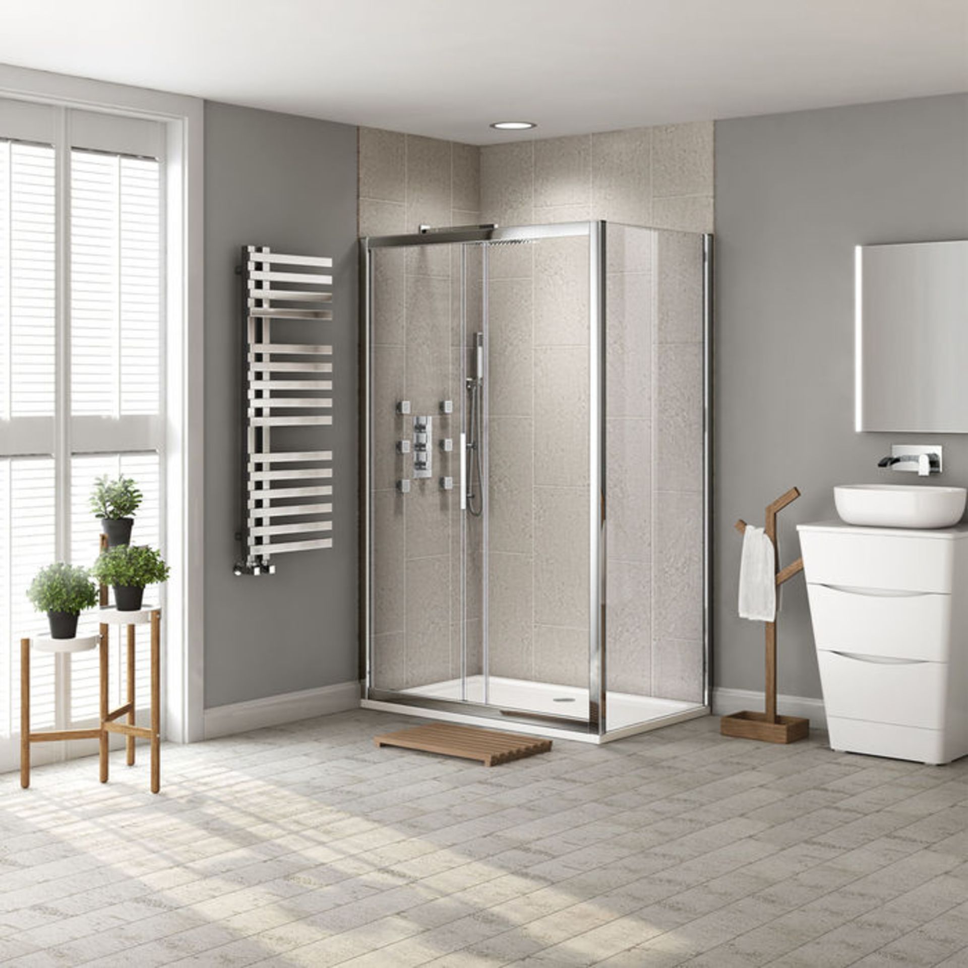 (OS94) 1200x760mm - 8mm - Premium EasyClean Sliding Door Shower Enclosure. RRP £414.99. 8mm - Image 3 of 5