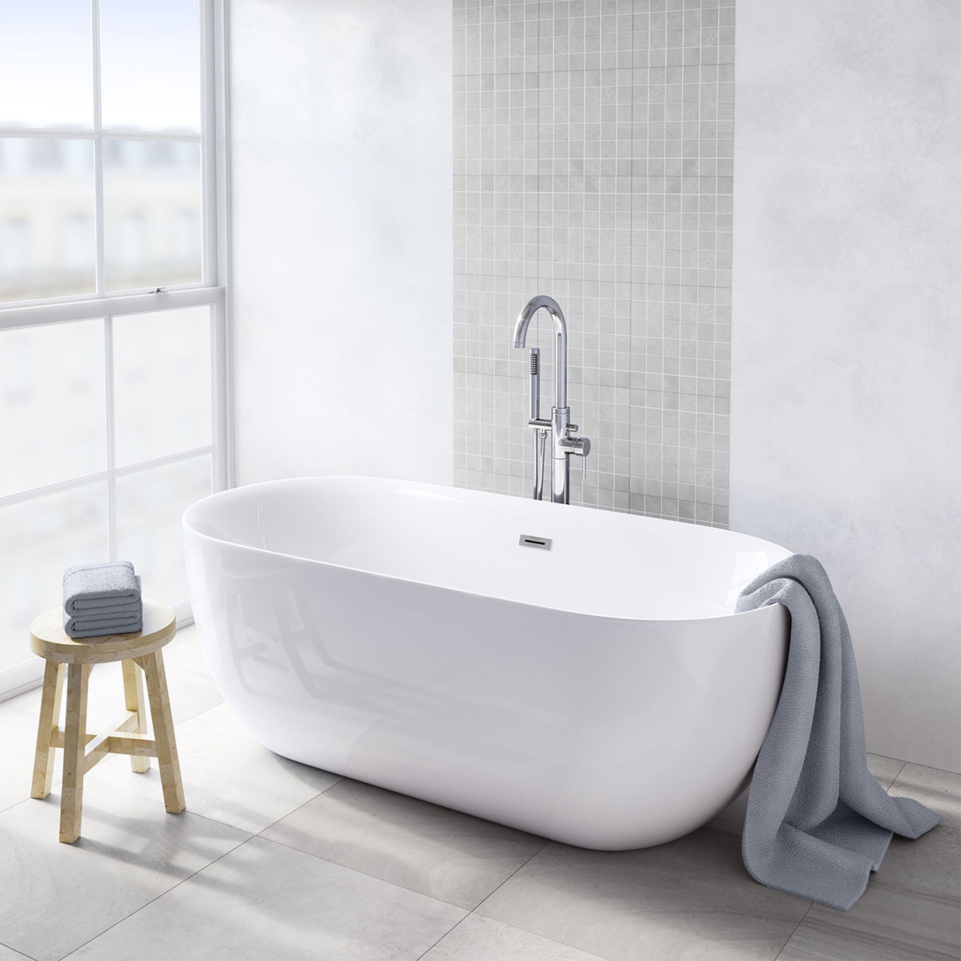 (OS96) 1700mmx780mm Mya Freestanding Bath. Showcasing style charm for a centre piece that's full - Image 2 of 4