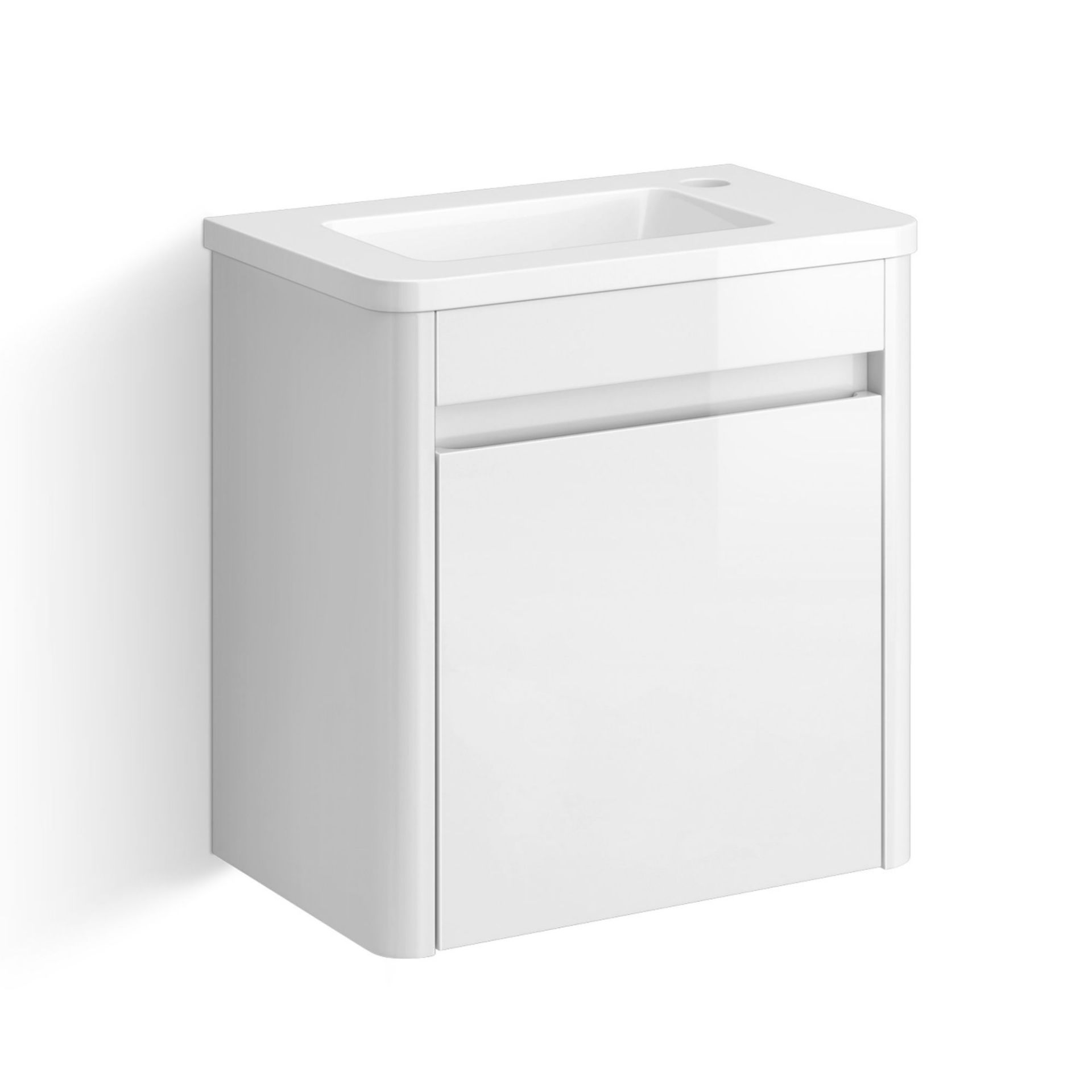 (OS43) 400mm Denver White Right Hand Cloakroom Vanity Unit - Wall Hung. RRP £399.99. Comes - Image 4 of 4