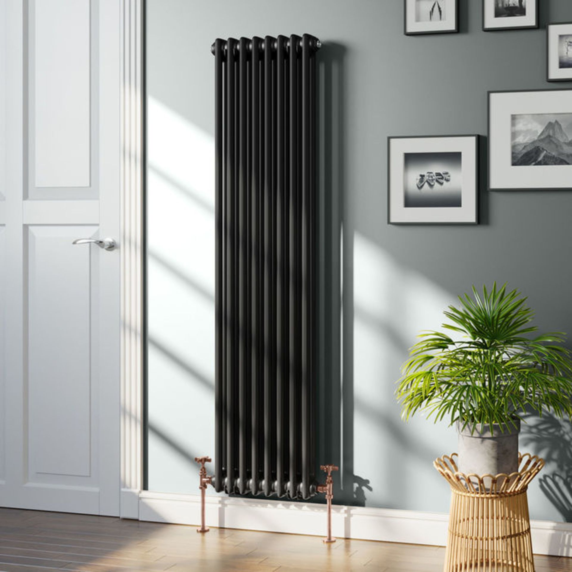 (OS7) 1500 x 372mm Black Vertical Colosseum Traditional Radiator. RRP £549.99. Constructed from