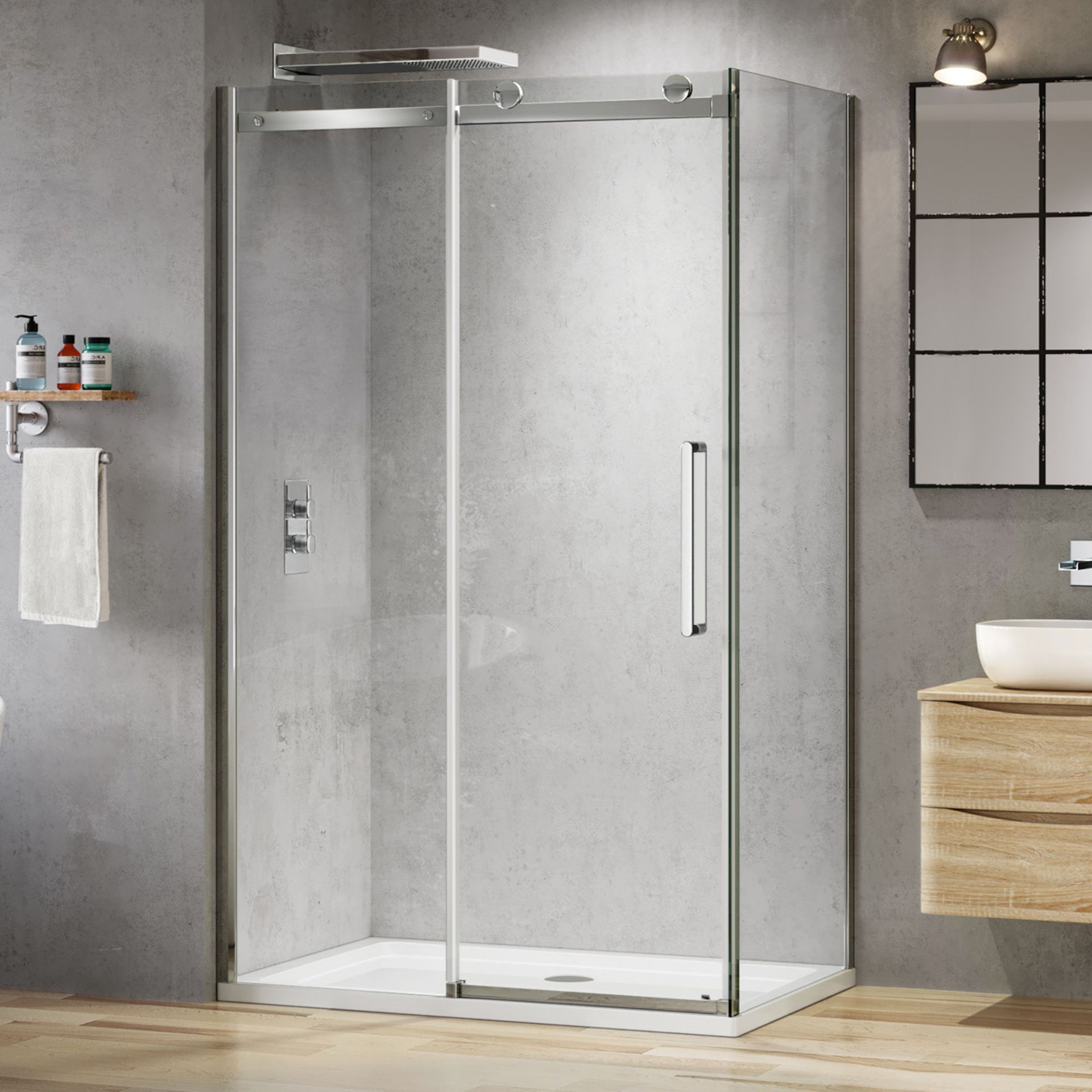 (OS3) 1200x800mm - 8mm Designer Frameless EasyClean Sliding Door Shower Enclosure. RRP £493.99.