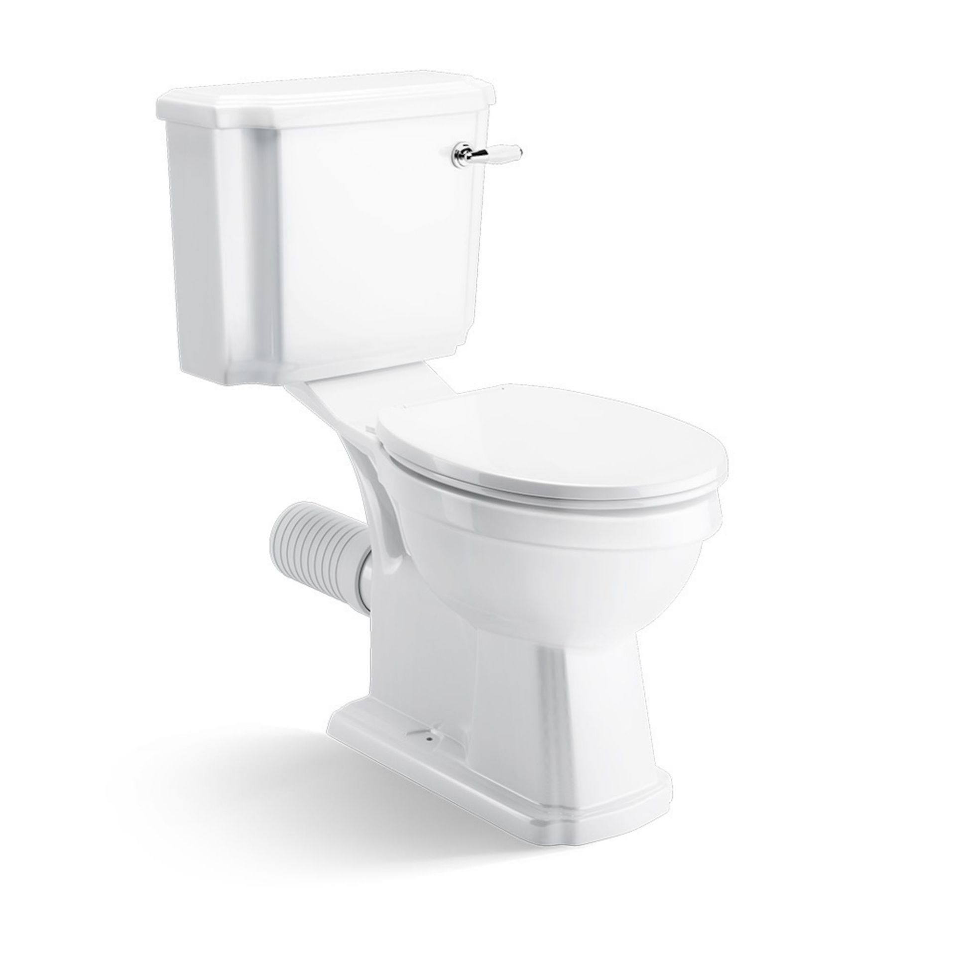 (OS242) Cambridge Traditional Close Coupled Toilet & Cistern - White Seat Traditional features add - Image 2 of 4