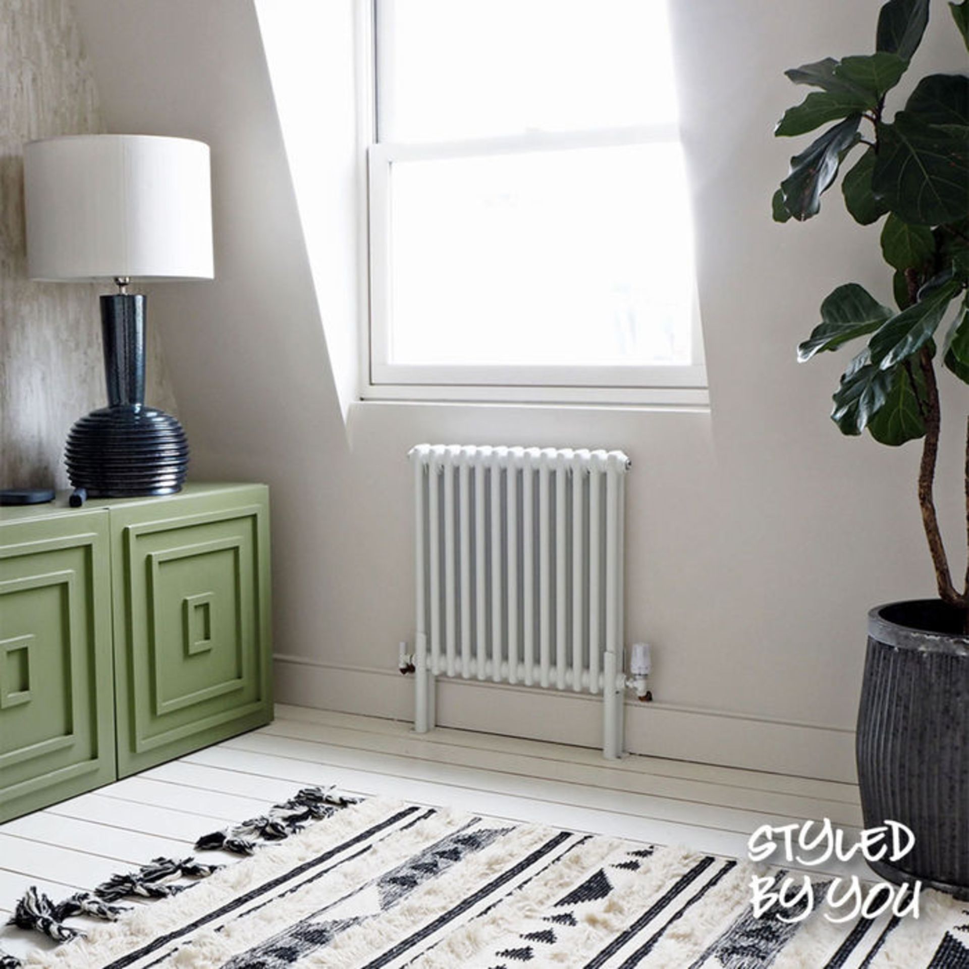 (OS263) 600x603mm White Double Panel Horizontal Colosseum Traditional Radiator. RRP £395.99. Made - Image 3 of 5