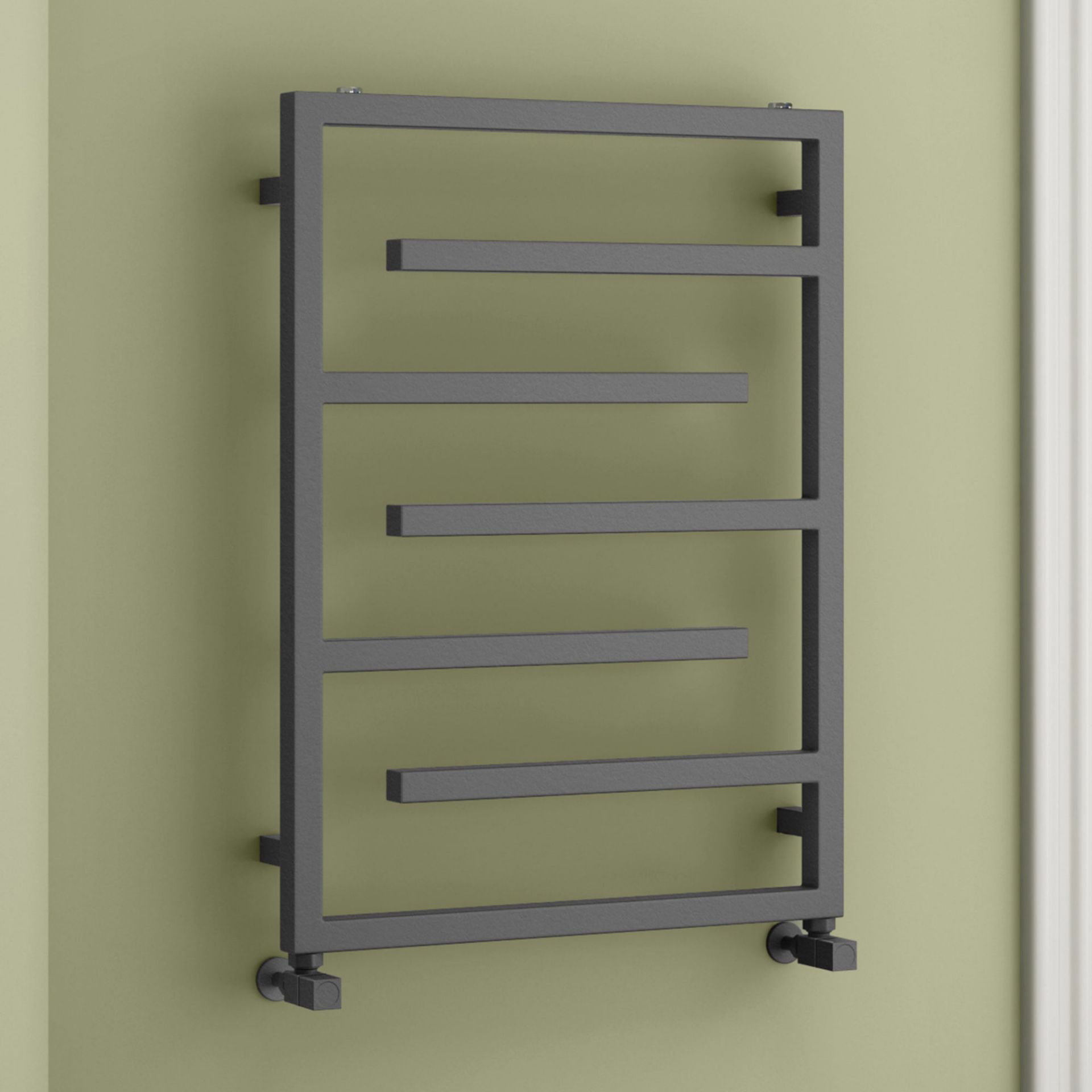 (OS17) 800 x 600mm Anthracite Designer Square Rail Towel Radiator. RRP £434.99. Constructed from