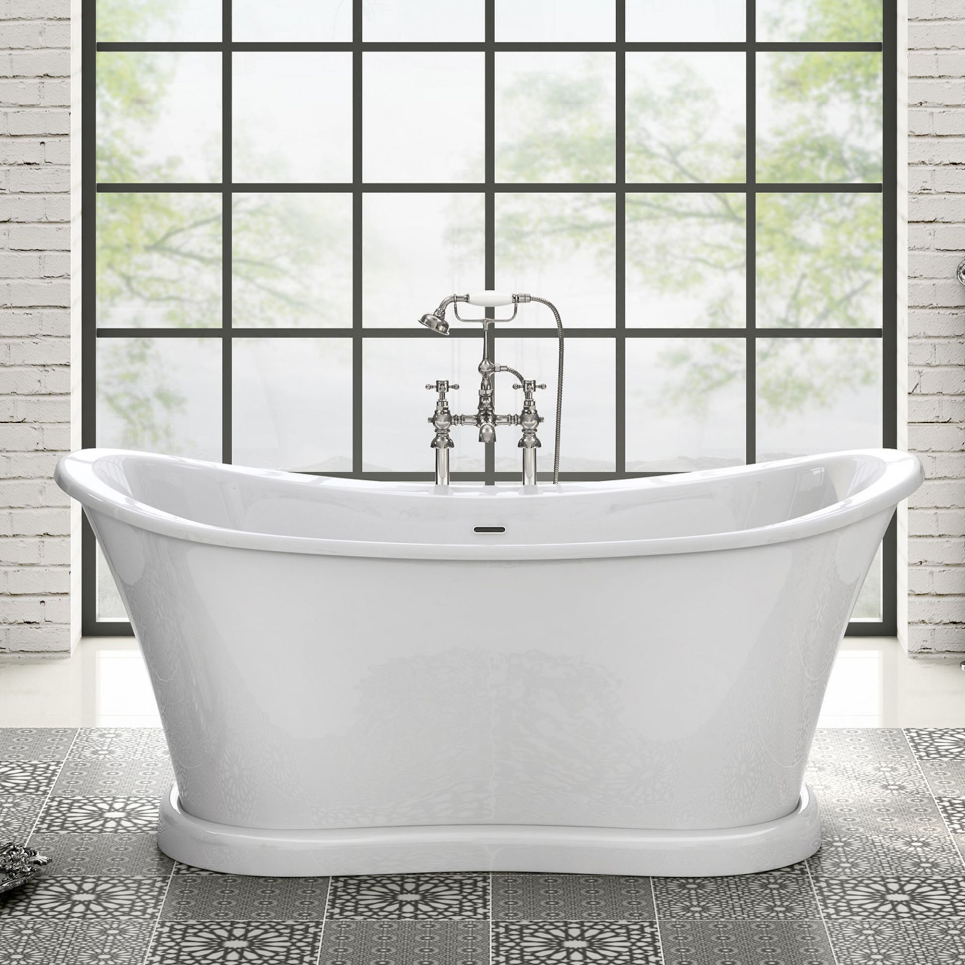 (OS10) 1700mm Sebastian Traditional Roll Top Bath White. Victorian inspired bath Combines a