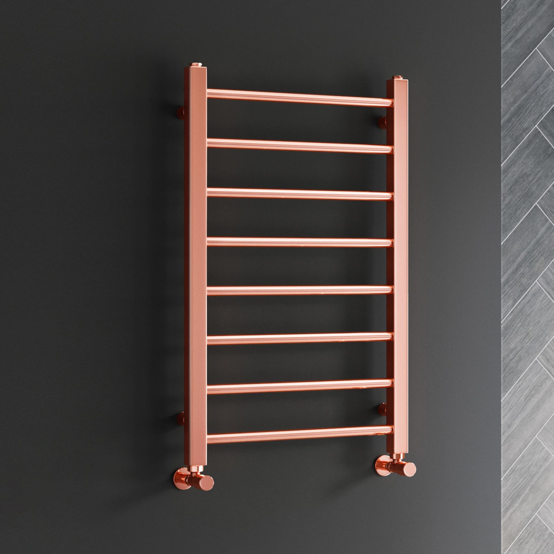 (OS22) 800x500mm Copper Heated Straight Rail Ladder Towel Radiator. RRP £249.99. Constructed from