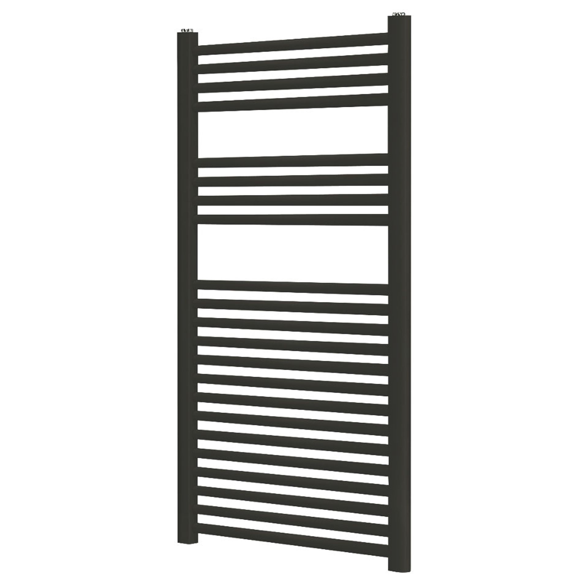 (OS138) 1100 X 500MM BLYSS TOWEL RADIATOR MATT BLACK. High quality steel construction with a matt