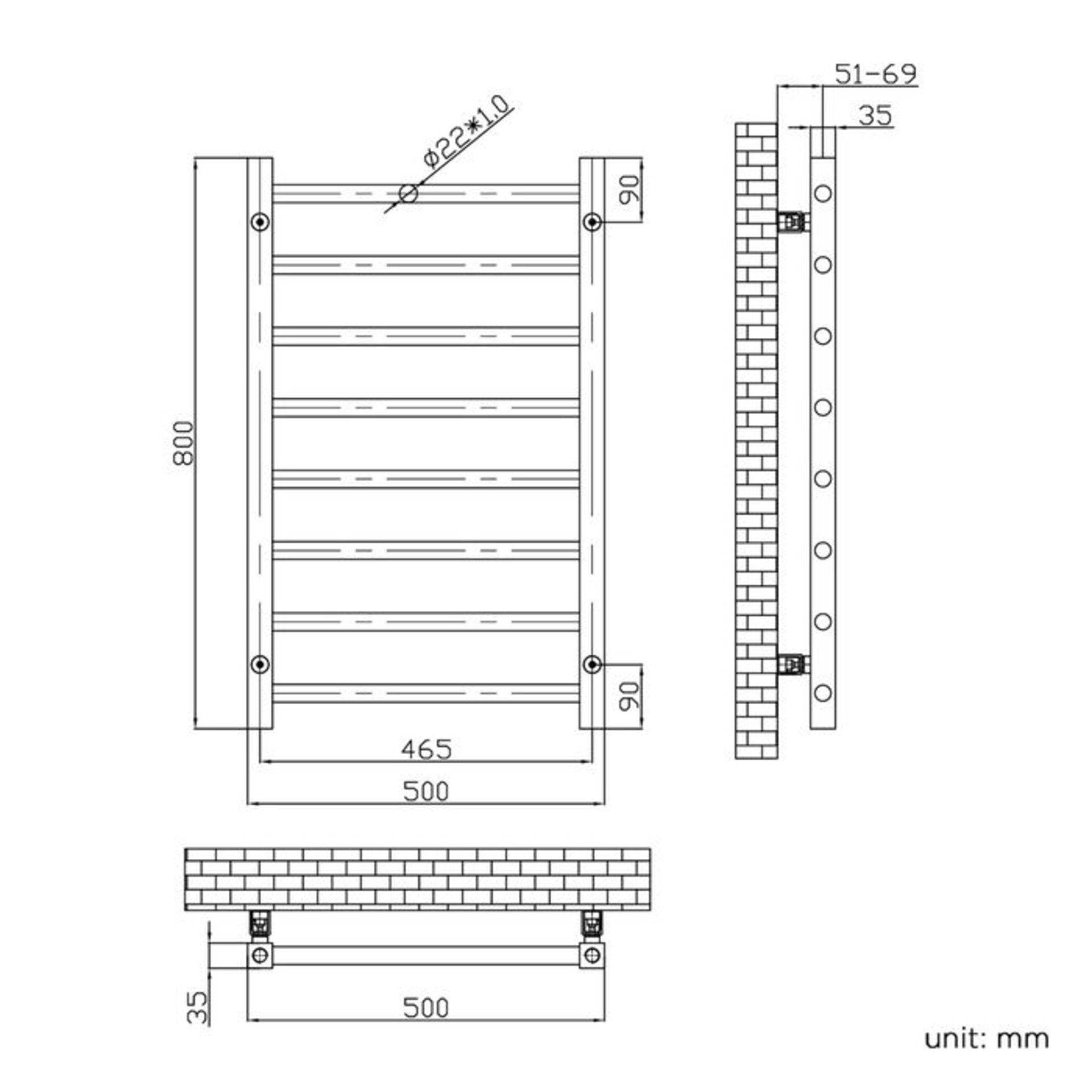 (OS22) 800x500mm Copper Heated Straight Rail Ladder Towel Radiator. RRP £249.99. Constructed from - Image 3 of 3