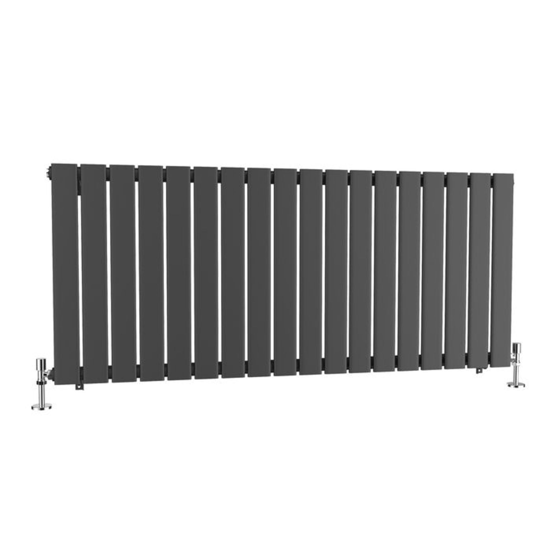 (OS59) 600x1380mm Anthracite Single Flat Panel Horizontal Radiator. RRP £289.99. Made from high - Image 4 of 4