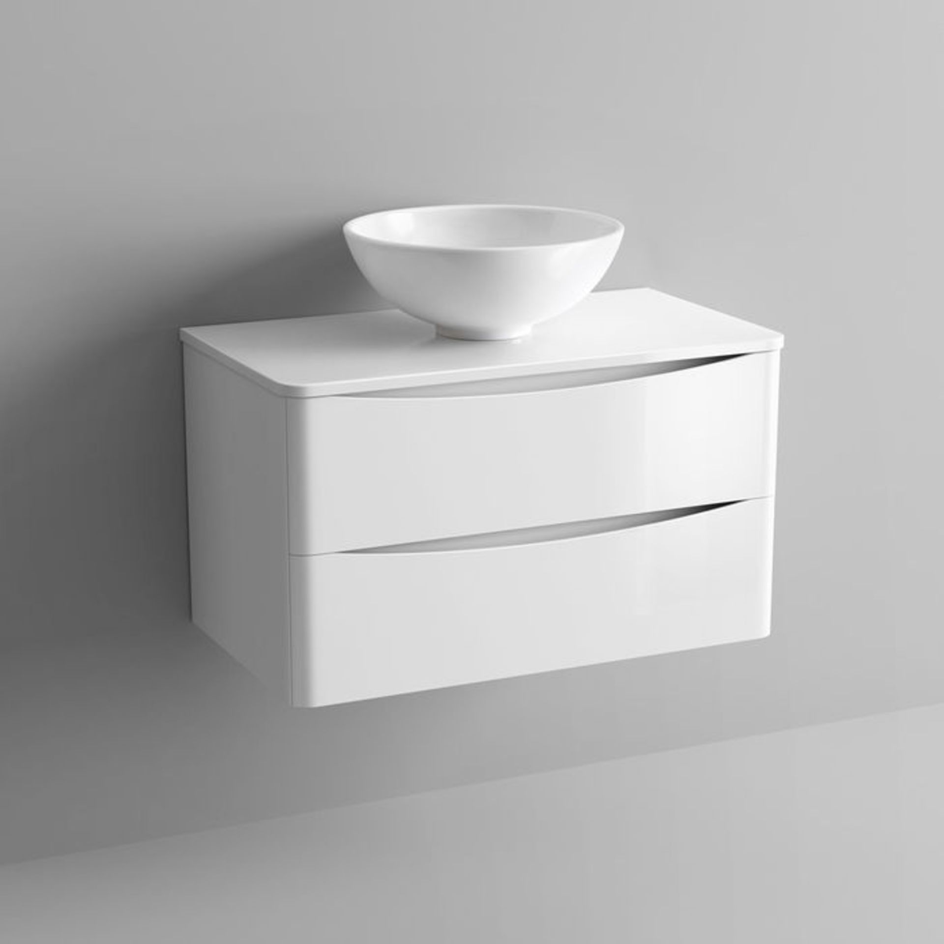 (OS42) 800mm Austin II Gloss White Countertop Unit and Puro Basin - Wall Hung. RRP £499.99. Comes - Image 4 of 4