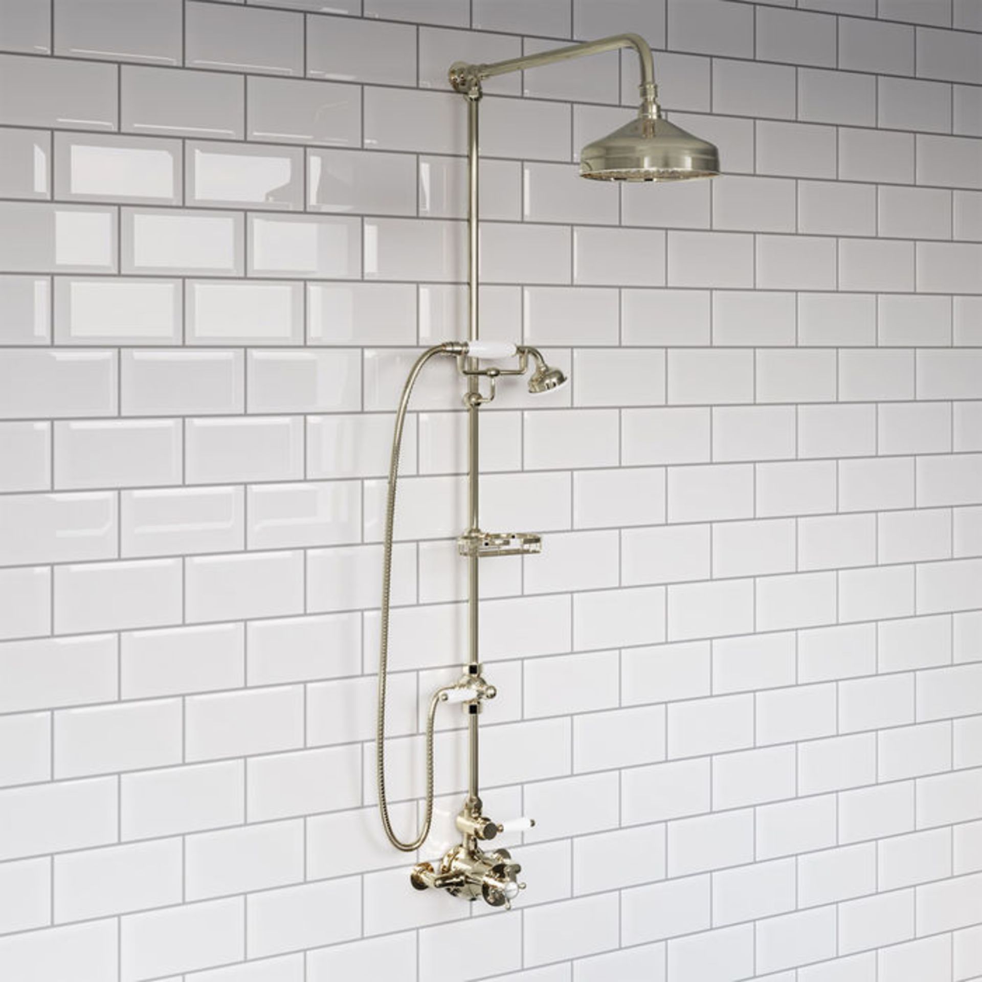 (OS25) Gold Traditional Exposed Shower Kit & Soap Dish. RRP £399.99. Stunning classic aesthetic with - Image 2 of 3