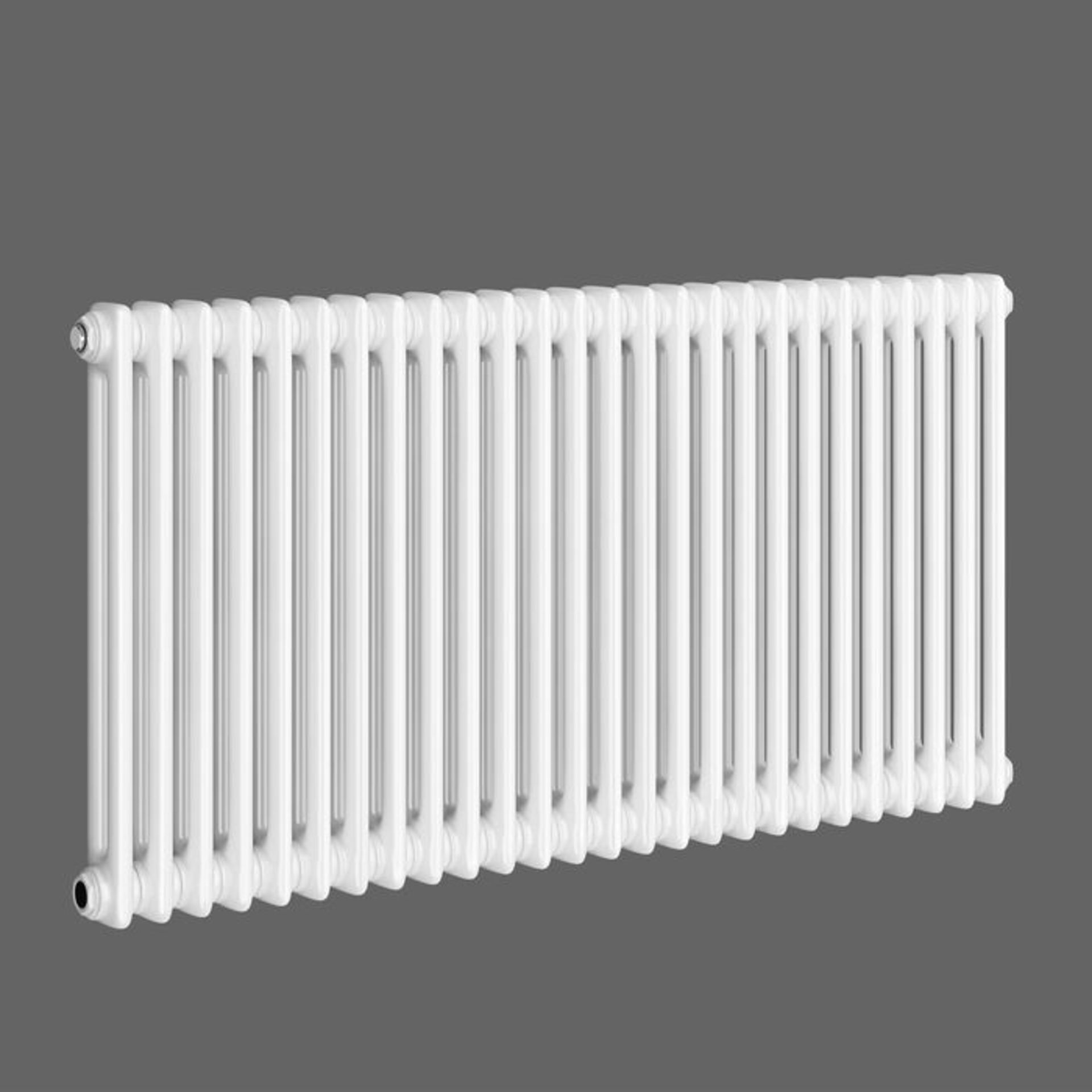 (OS84) 600x1226mm Traditional White Double Panel Horizontal Column Radiator. RRP £522.99. Made - Image 4 of 4