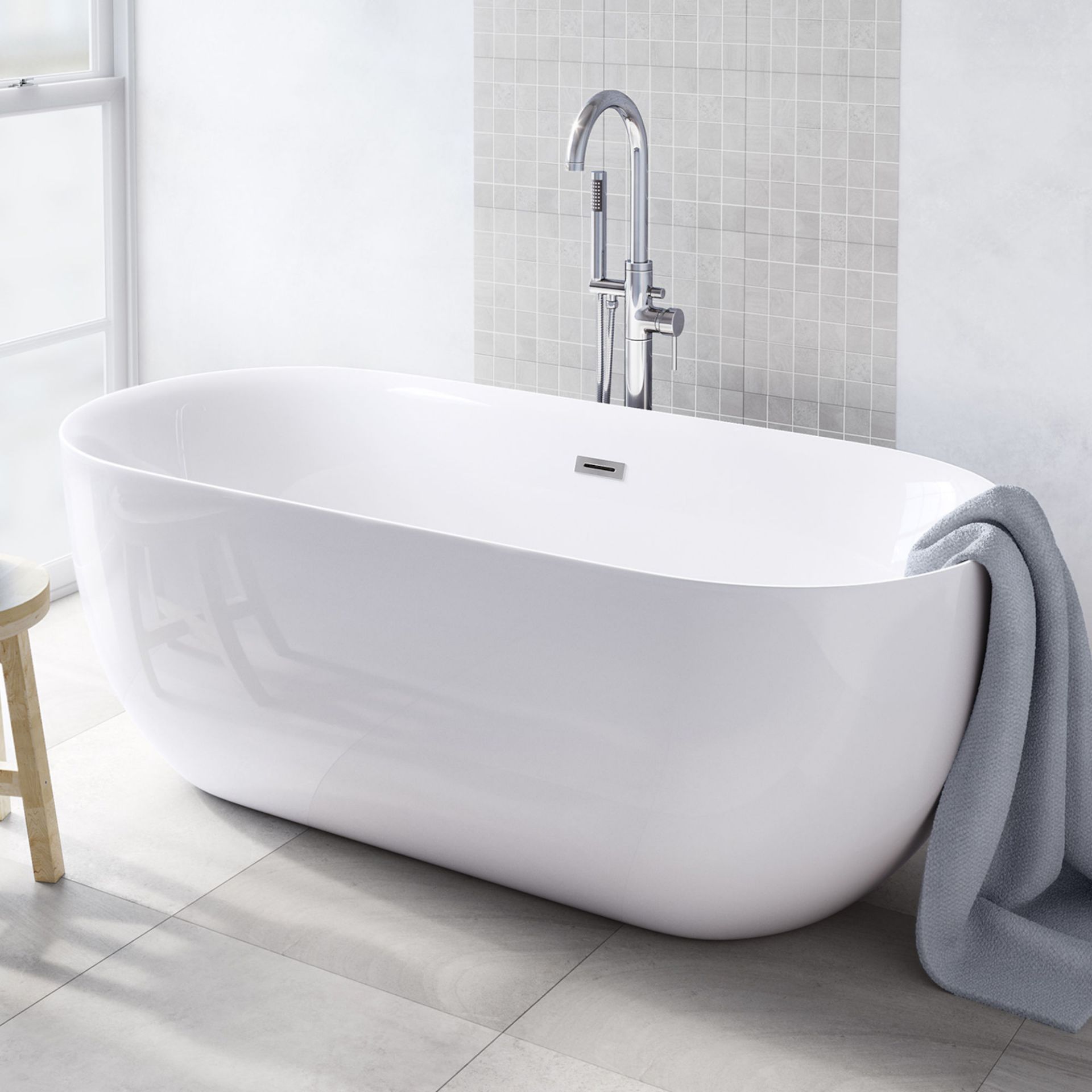 (OS96) 1700mmx780mm Mya Freestanding Bath. Showcasing style charm for a centre piece that's full