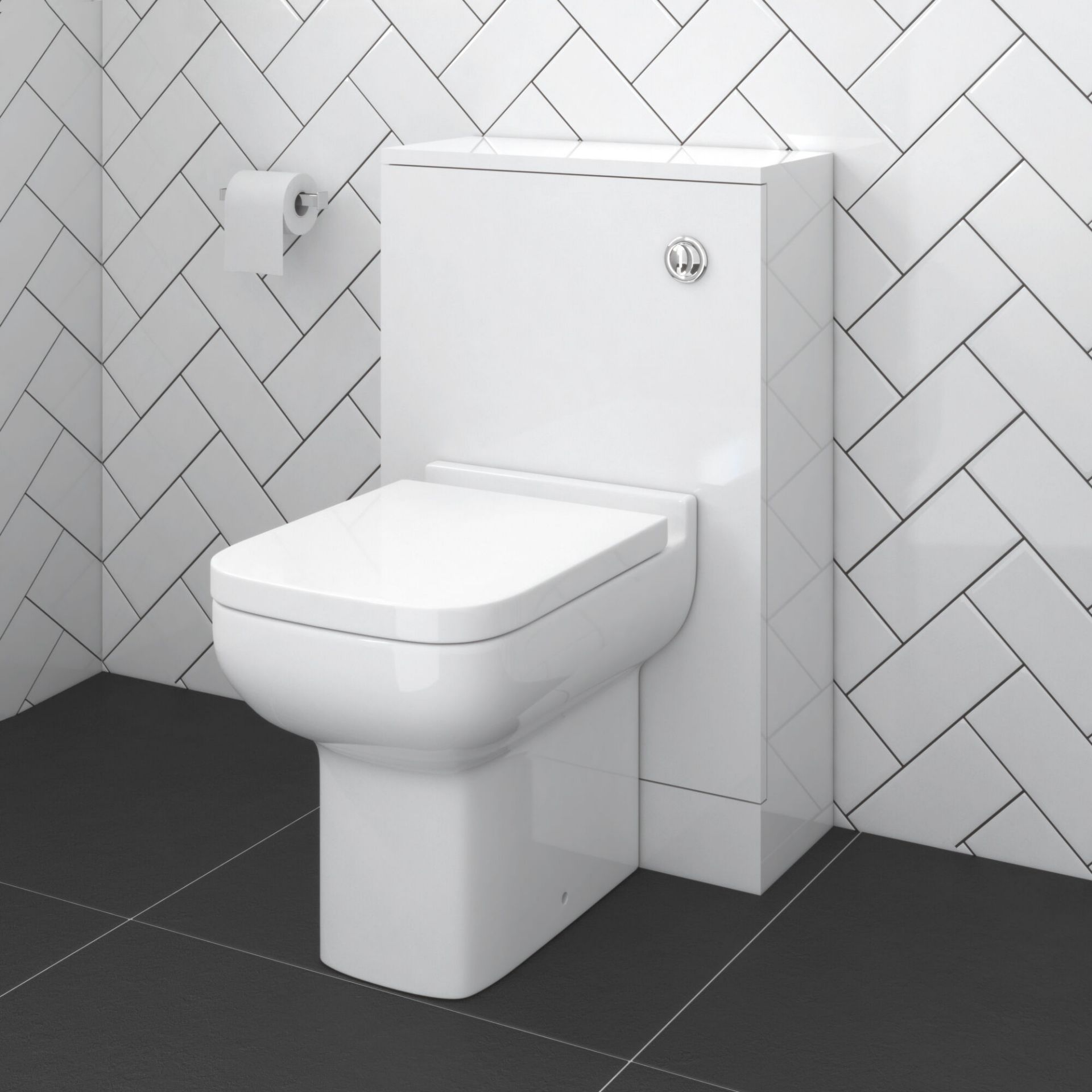 (OS67) 500mm Slimline Gloss White Back To Wall Toilet Unit. RRP £159.99. Engineered with everyday