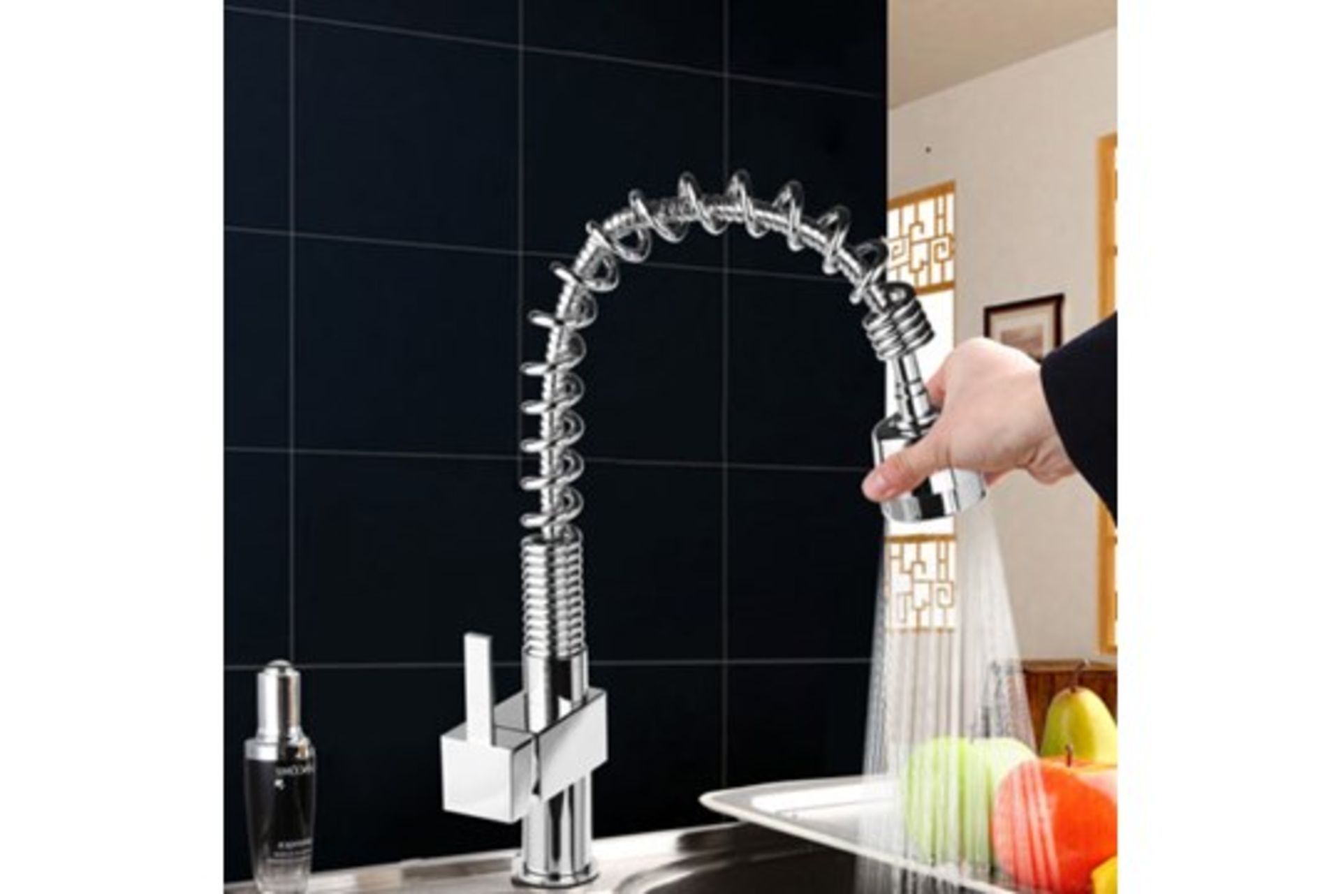 (CS212) Maddie Brushed Chrome Monobloc Kitchen Tap Swivel Pull Out Spray Mixer. RRP £219.99. - Image 2 of 2