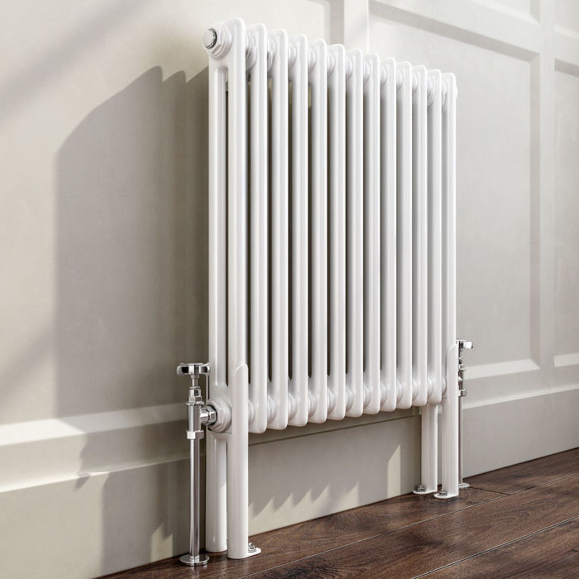 (MP42) 300x72 - Wall Mounting Feet For 2 Bar Radiators - White Can be used to floor mount - Image 2 of 2