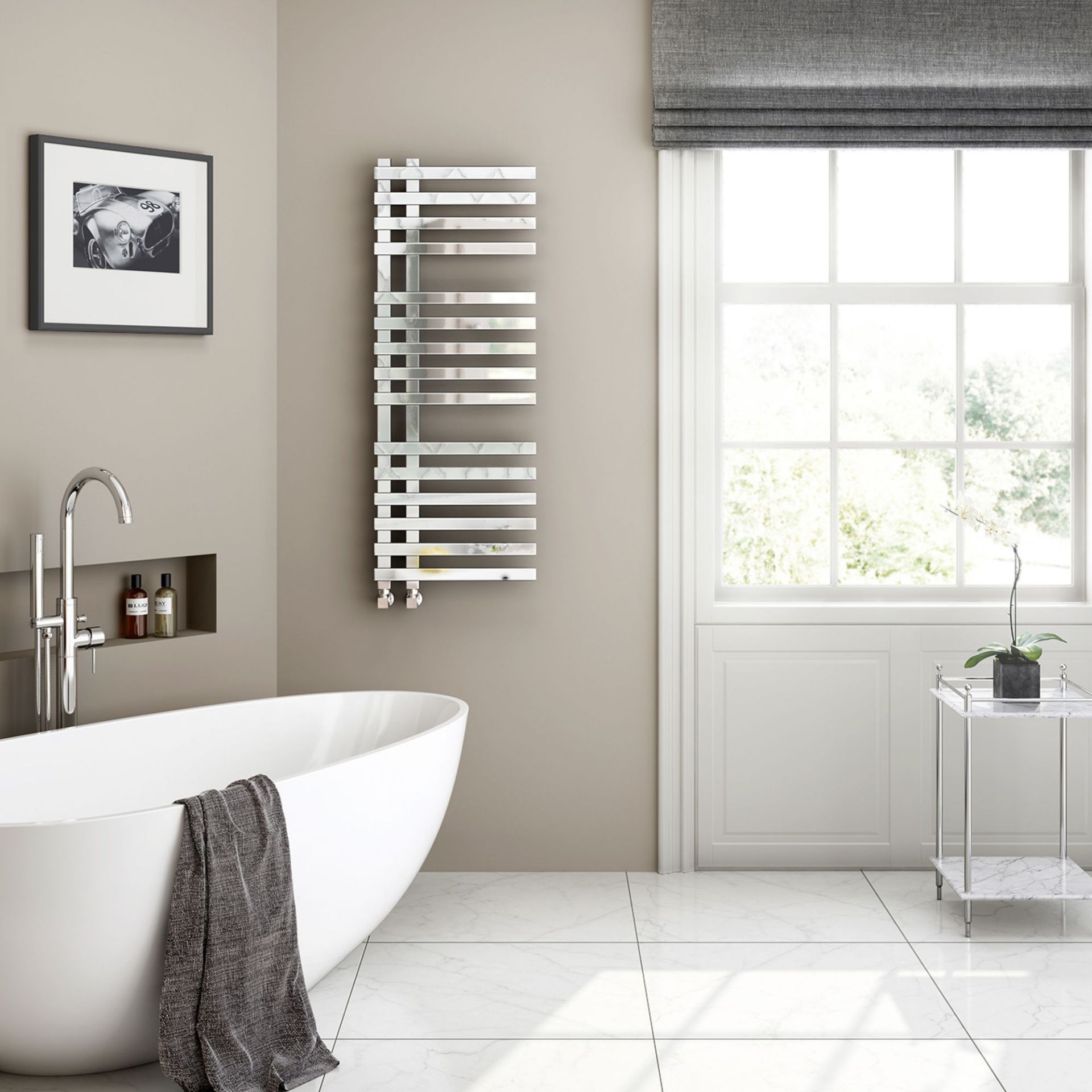 (SA48) 1200x450mm Chrome Designer Towel Radiator -Square Rail. RRP £405.99. This product can also be - Image 2 of 3