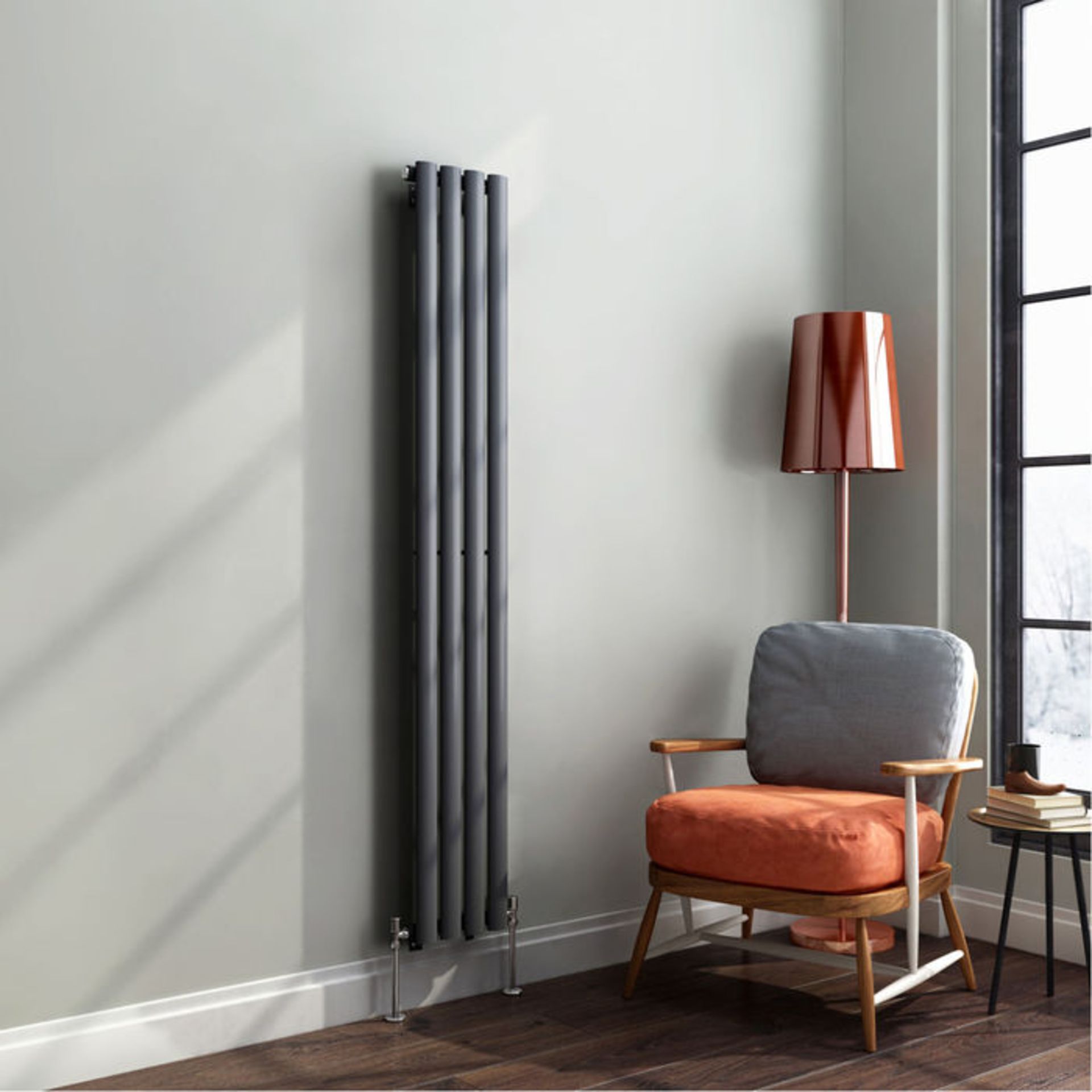 (SA47) 1800x240mm Anthracite Single Oval Tube Vertical Radiator. RRP £221.99. Made from low carbon - Image 2 of 3