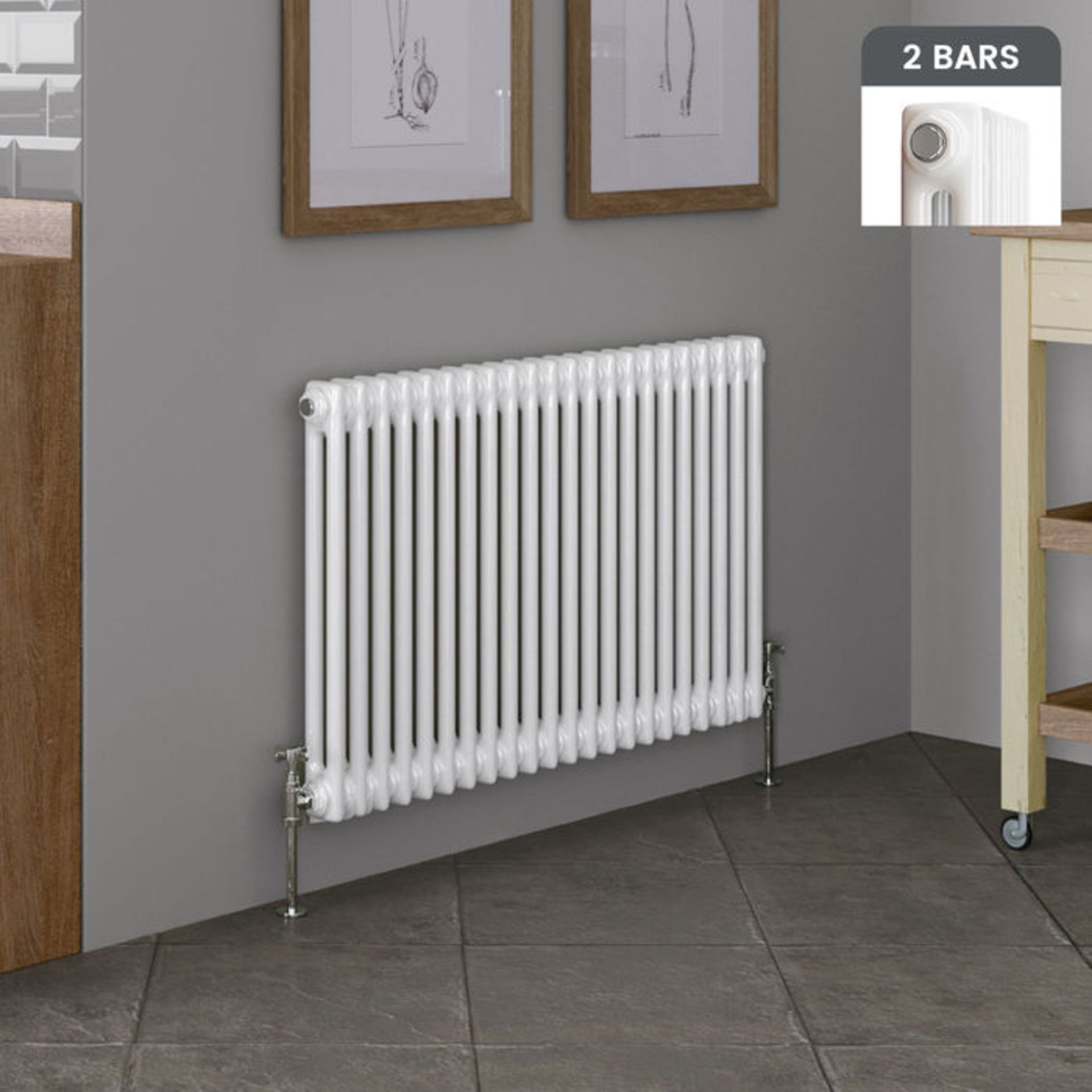 600x1148mm White Double Panel Horizontal Colosseum Traditional Radiator. RRP £530.99. Made from - Image 2 of 5