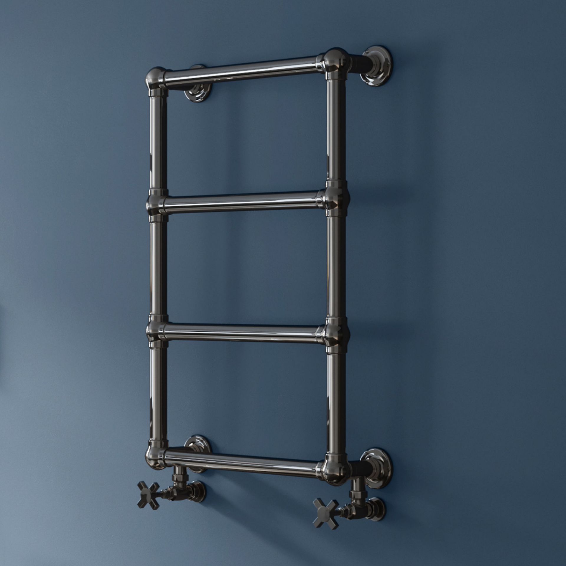 (SA42) 748x498mm Traditional Black Nickel Wall Mounted Towel Rail Radiator. RRP £366.99. Constructed