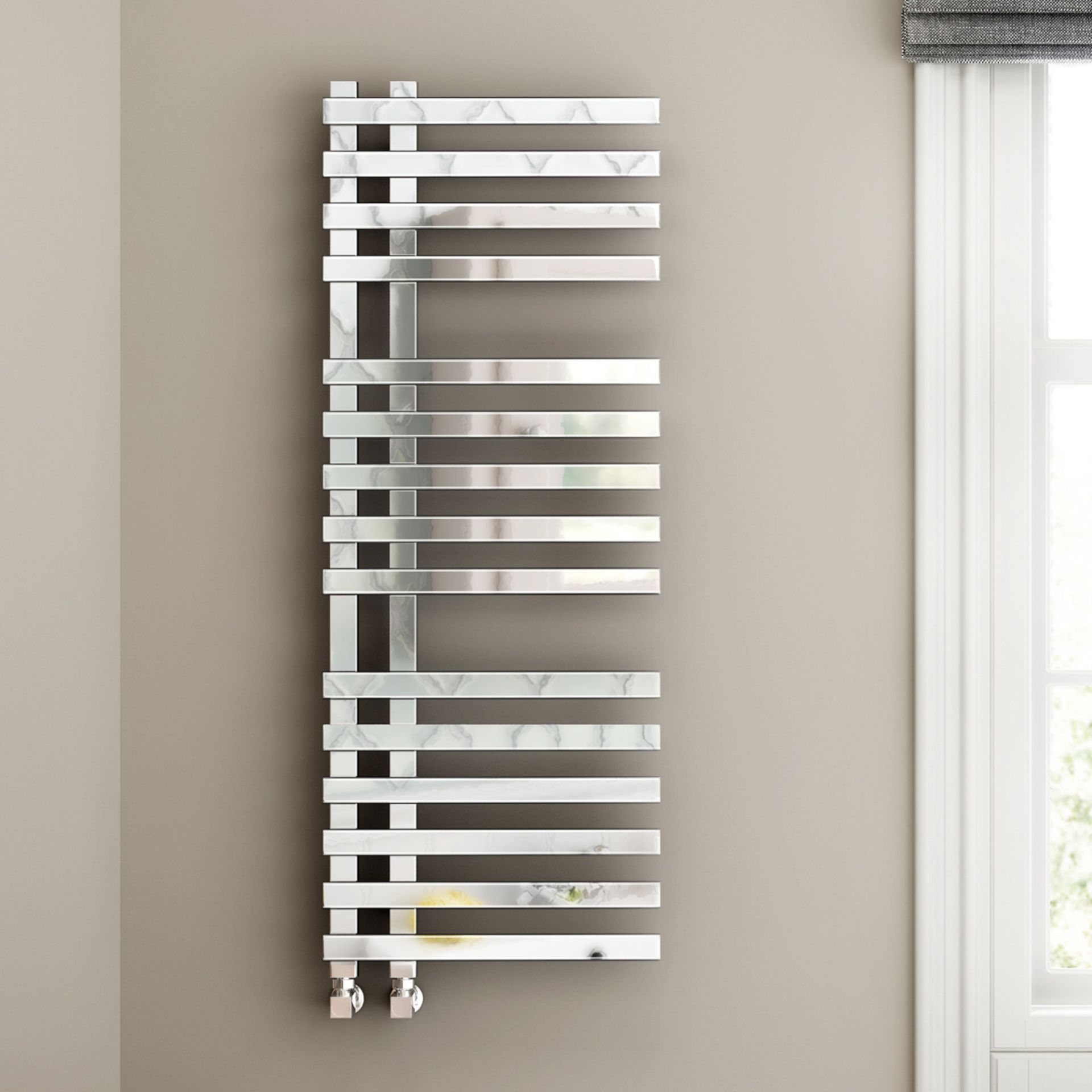 (SA48) 1200x450mm Chrome Designer Towel Radiator -Square Rail. RRP £405.99. This product can also be