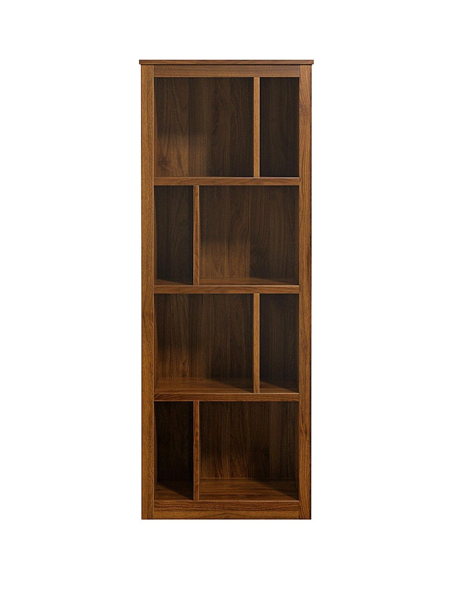 boxed item  jakarta   bookcase [walnut] 145x50x32cm rrp:£190.0