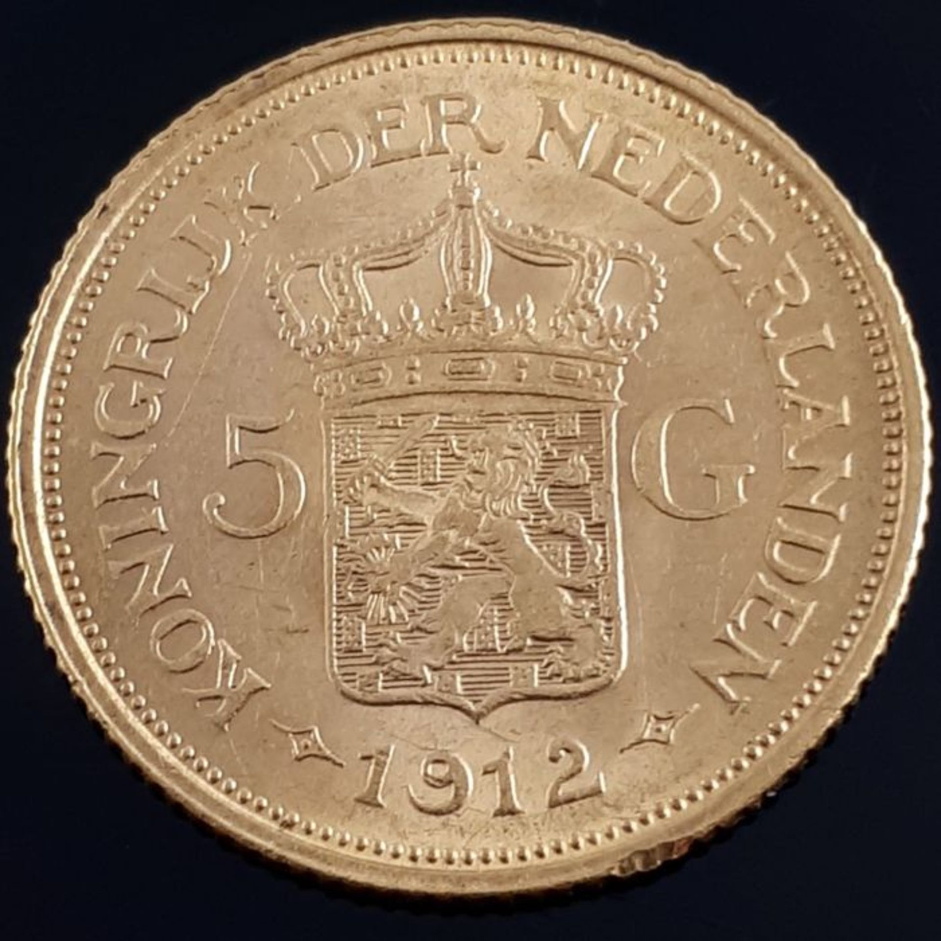 The Netherlands - 5 Gulden 1912- Wilhelmina - Gold - Image 2 of 2