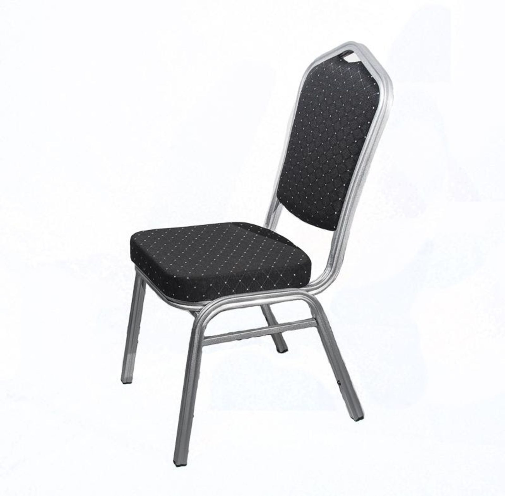 50 x 24mm Shield Back Chair Silver Powder Coated Frame Black Fleck Upholstery