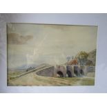 Rachel D Thomas, 20th Century, watercolour, Cornish bridge, unframed.