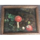 Edward Pagens? 1936- Oil on card mushrooms.