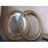 Pair of oval gilt frames. A/F Glazed 23 ½’ x 19 ½’
