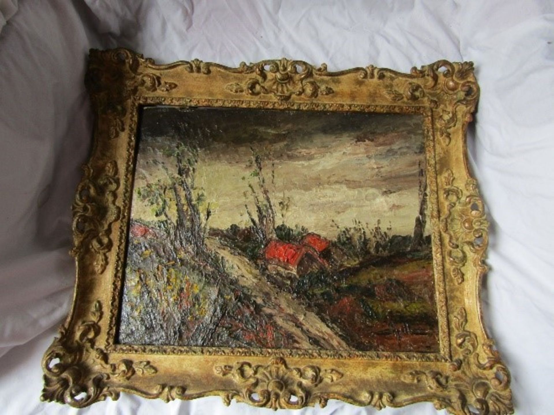 20th Century French school oil on canvas, indistinctly signed lower right, 12 ¾’ x 15 ¾’