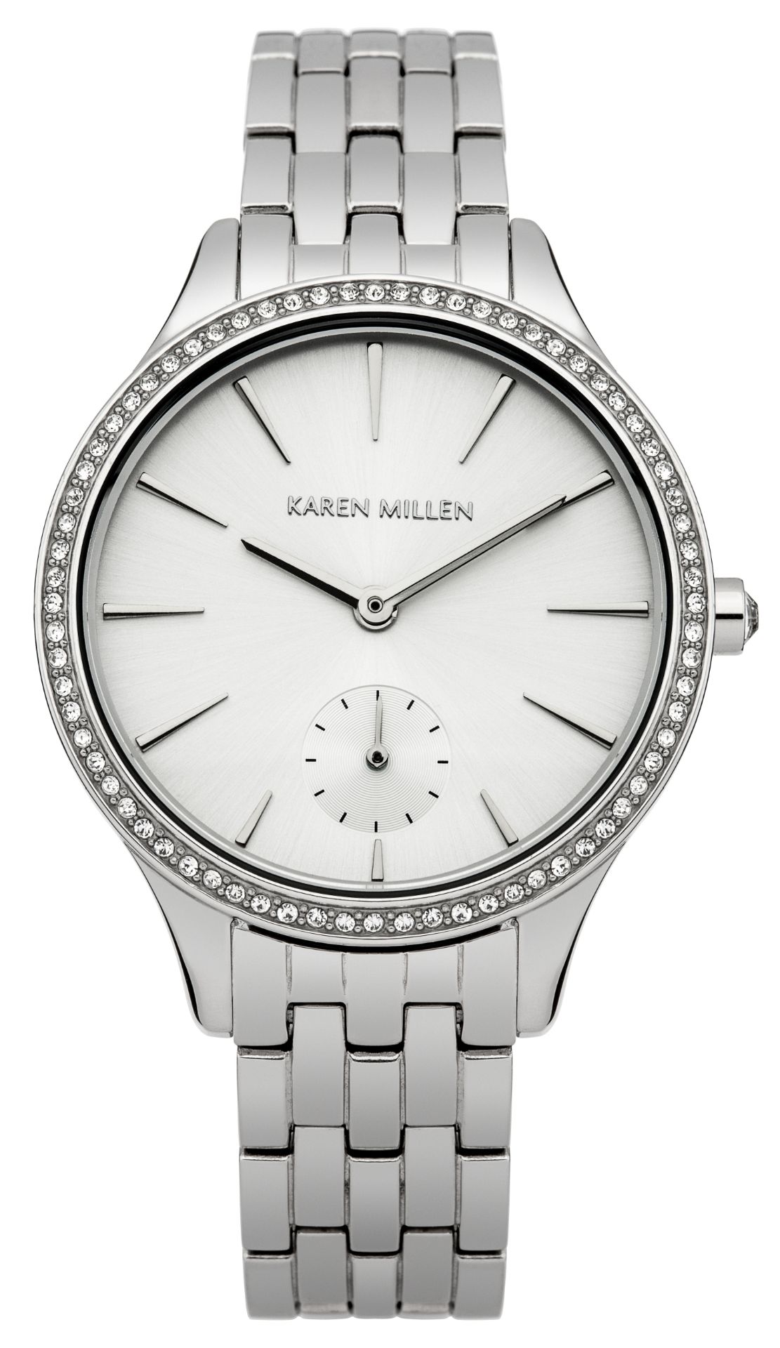 Karen Millen Ladies  Analogue Quartz Watch with White Dial and Silver Stainless Steel Strap. - Image 3 of 3