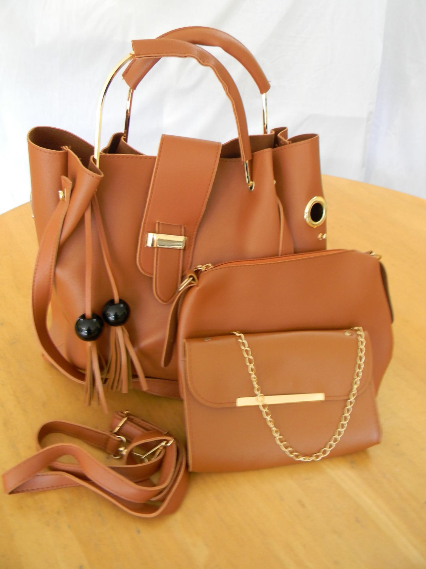 Brown Ladies 3 Piece handbag Set