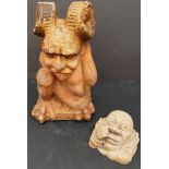 Vintage Terracotta Garden Ornament Horned Gargoyle Style Imp Plus 1 Other