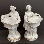 Antique 2 Collectable Continental Bisque Figures 7 inches Tall