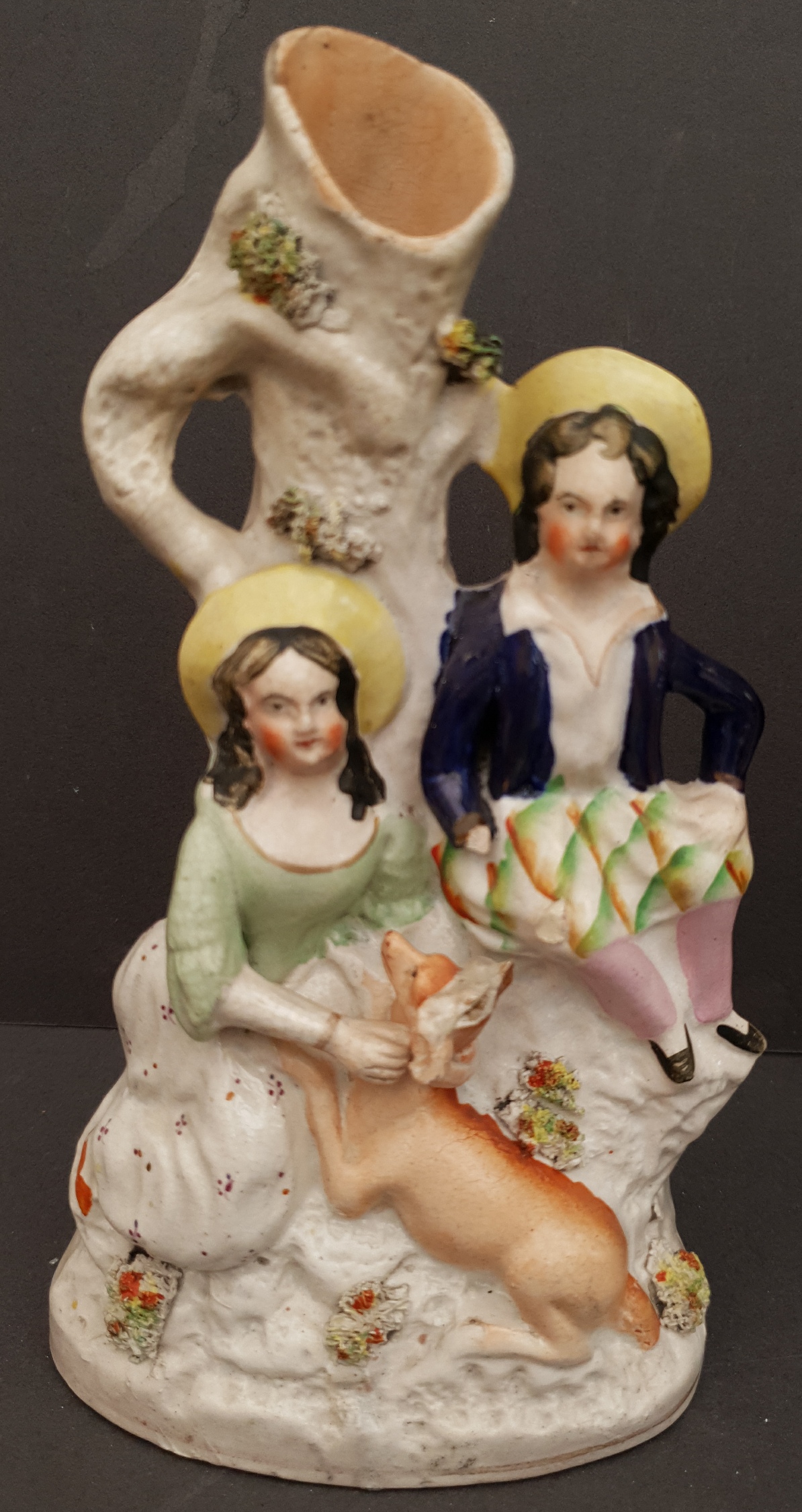 Antique 2 x Staffordshire Flatback Figures Includes Clock Face - Image 2 of 4