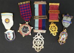 Antique 5 x Masonic Medals Jewels Includes Silver and Silver Gilt