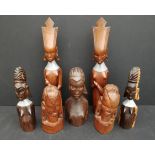 Vintage Parcel of 7 African Wooden Carved Female Figures