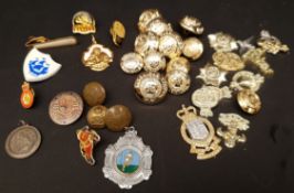 Vintage Parcel Items Includes Military Buttons Badges and Medals