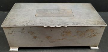 Antique Sterling Silver Mappin & Webb Cigarette Box Presented 1946 Imperial Chemical Industries Ltd