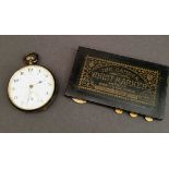 Antique Silver Cased Pocket Watch and an Ebony 'The Camden' Whist Marker
