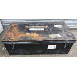 Vintage Collectable Black Metal Travel or Storage Trunk