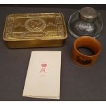 Antique Parcel Includes WWI Queen Mary Tin Mauchline Ware & Ink Well